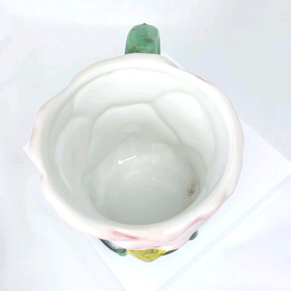 American Atelier Rose Toile Floral Petal Cup Mug Set Of 2 Pink #5232 Hand Paint - Picture 9 of 10